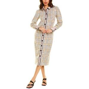 Walter Baker Tia Midi Dress Plaid Long Sleeves Knit Preppy